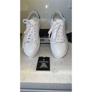 Valentino Leather Platform Sneakers Women Lace-up White